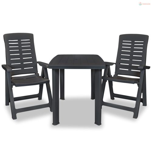 3-részes antracitszürke műanyag bisztrószett