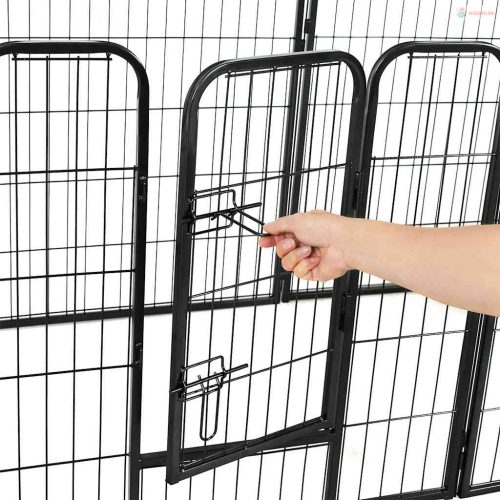 Fekete színű acél kutyakennel 16 panelből 60 x 80 cm