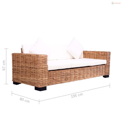 2 darabos természetes rattan kerti ülőgarnitúra