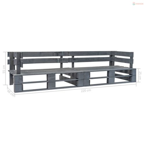 2 személyes szürke fa kerti raklapkanapé