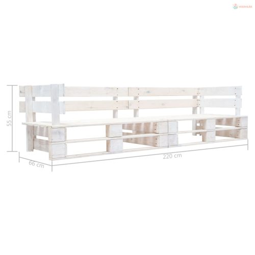 2 személyes fehér fa kerti raklapkanapé