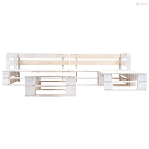 4 részes fehér fa kerti raklap-ülőgarnitúra