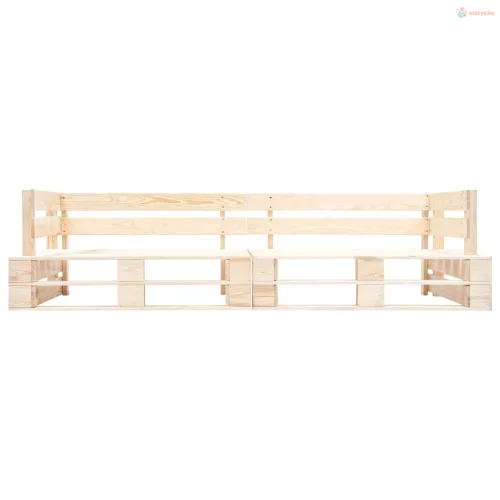 2 részes fenyőfa kerti raklapkanapé homokszínű párnákkal