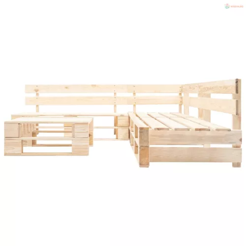 4 darabos természetes fa raklap nyugágyszett