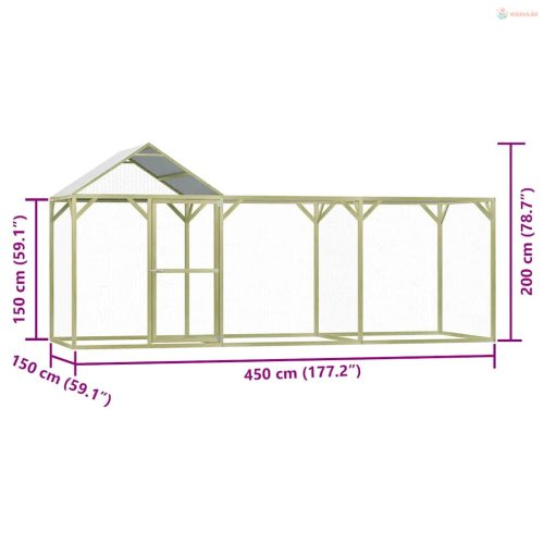 Impregnált fenyőfa tyúkól 4,5 x 1,5 x 2 m
