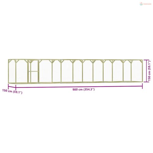 Impregnált fenyőfa tyúkól 1,5 x 9 x 1,5 m
