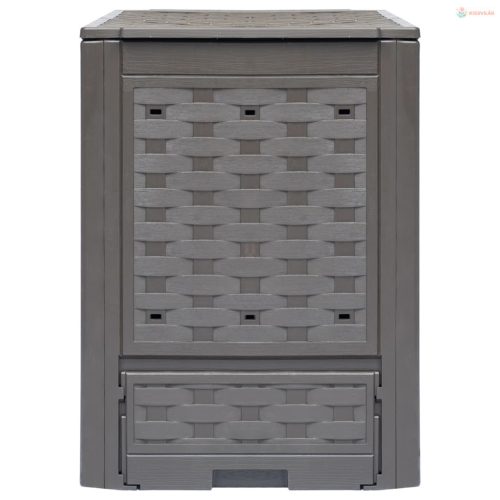 2 db barna műanyag rattan kerti komposztáló 60x60x83 cm 600 L