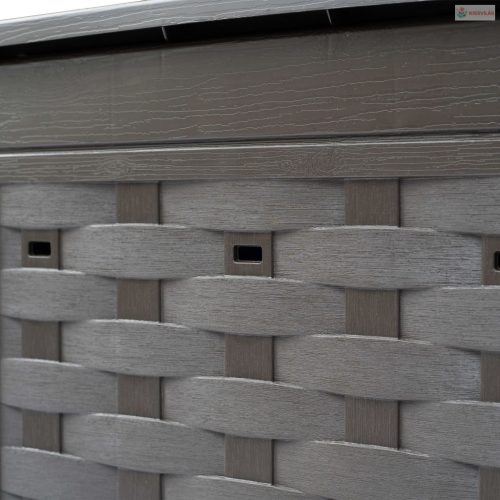 2 db barna műanyag rattan kerti komposztáló 60x60x83 cm 600 L