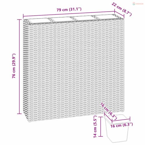2 darab barna polyrattan kerti magaságyás 4 kaspóval