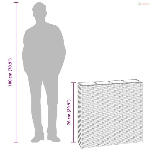 2 darab barna polyrattan kerti magaságyás 4 kaspóval
