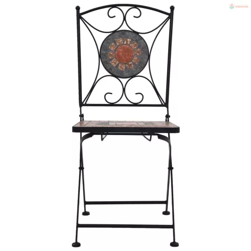 3 részes narancssárga-szürke kerámia mozaikos bisztrószett