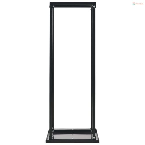 Fekete acél tűzifatároló alappal 37 x 37 x 113 cm