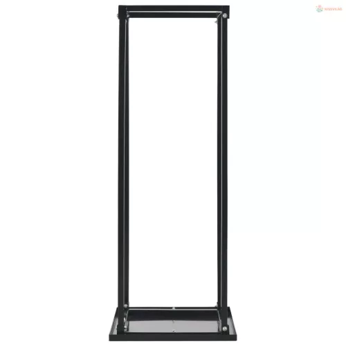 Fekete acél tűzifatároló alappal 37 x 37 x 113 cm
