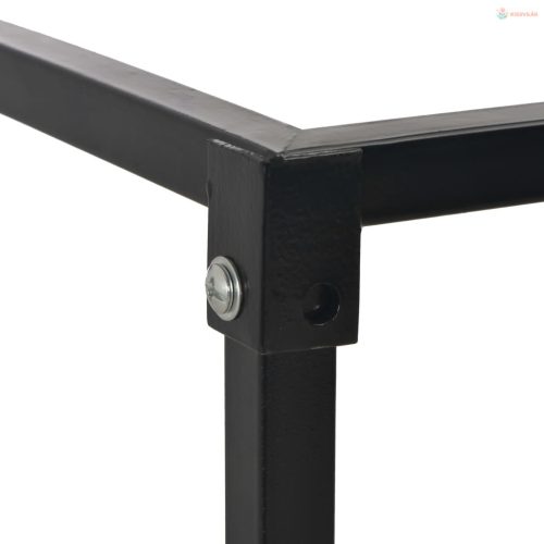 Fekete acél tűzifatároló alappal 37 x 37 x 113 cm