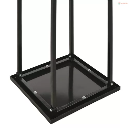 Fekete acél tűzifatároló alappal 37 x 37 x 113 cm