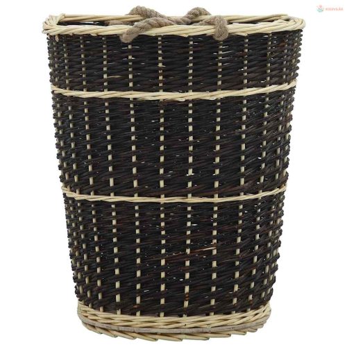 Természetes fűzfa tűzifa hátikosár fogantyúkkal 50 x 44 x 58 cm