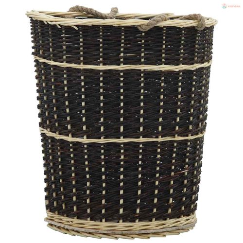 Természetes fűzfa tűzifa hátikosár fogantyúkkal 50 x 44 x 58 cm