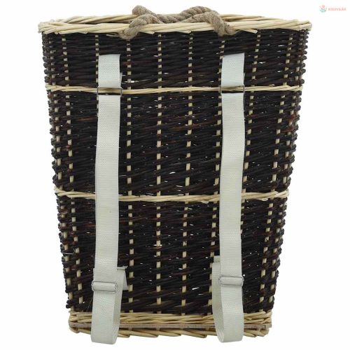 Természetes fűzfa tűzifa hátikosár fogantyúkkal 50 x 44 x 58 cm