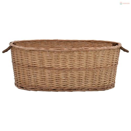 Természetes fűzfa tűzifatároló kosár fogantyúkkal 88x57x34 cm