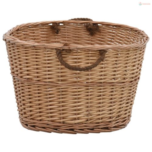 Természetes fűzfa tűzifatároló kosár fogantyúkkal 88x57x34 cm