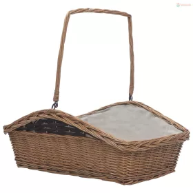   Barna fűzfa tűzifatároló kosár fogantyúval 61,5 x 46,5 x 58 cm