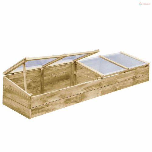 2 db impregnált fenyőfa melegház 200 x 50 x 35 cm