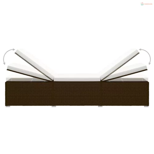 3 részes barna polyrattan kerti napozóágy szett asztallal