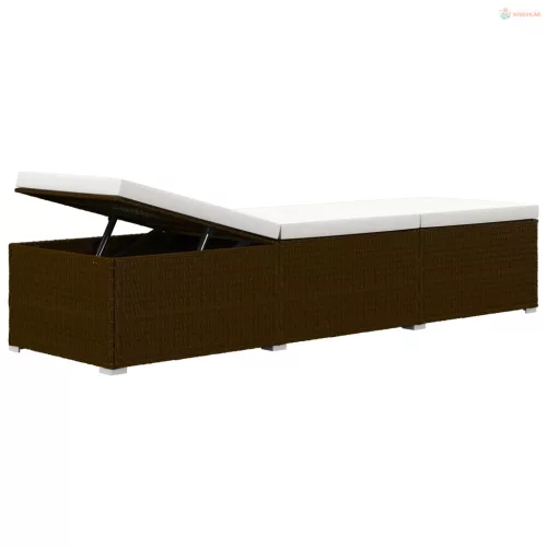 3 részes barna polyrattan kerti napozóágy szett asztallal