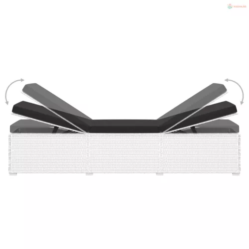 3 részes fehér polyrattan kerti napozóágy szett asztallal