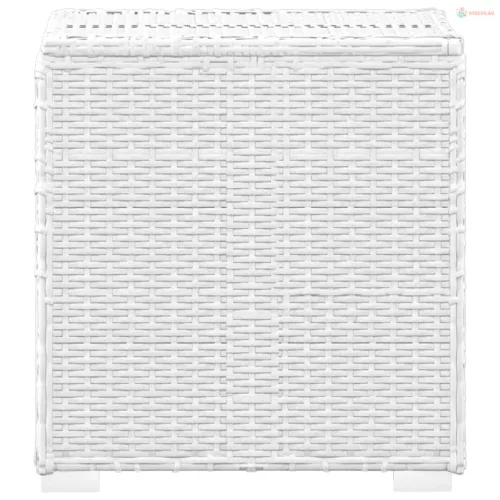 3 részes fehér polyrattan kerti napozóágy szett asztallal