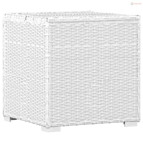 3 részes fehér polyrattan kerti napozóágy szett asztallal