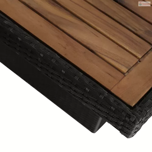 7 részes fekete polyrattan kültéri étkezőszett párnákkal