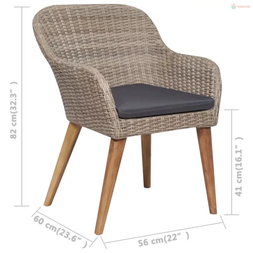 9 részes kültéri polyrattan étkezőgarnitúra párnákkal