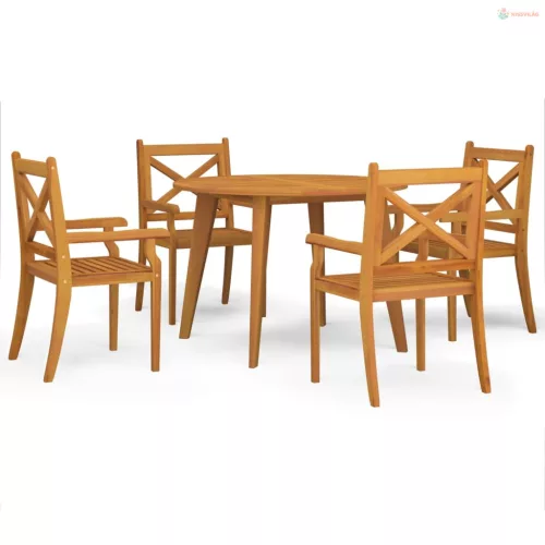 5 részes tömör akácfa kerti étkezőgarnitúra