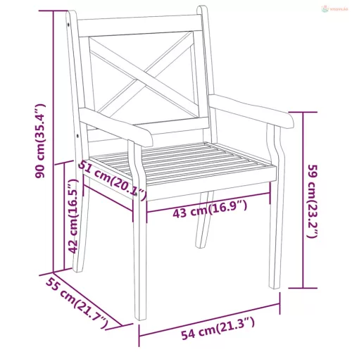 5 részes tömör akácfa kerti étkezőgarnitúra