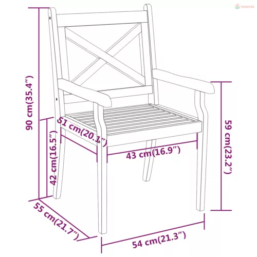 9 részes tömör akácfa kerti étkezőgarnitúra
