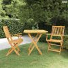 3 részes összecsukható tömör akácfa kerti étkezőszett