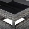 3 részes szürke polyrattan és üveg kerti étkezőgarnitúra