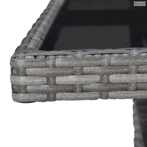 5 részes szürke polyrattan és üveg kerti étkezőgarnitúra