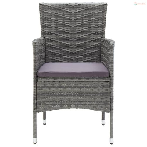 5 részes szürke polyrattan és üveg kerti étkezőgarnitúra