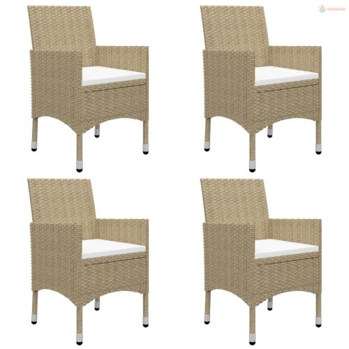 5 részes bézs polyrattan és üveg kerti étkezőgarnitúra