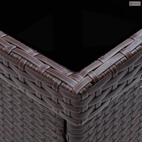 5 részes barna polyrattan és üveg kerti étkezőgarnitúra