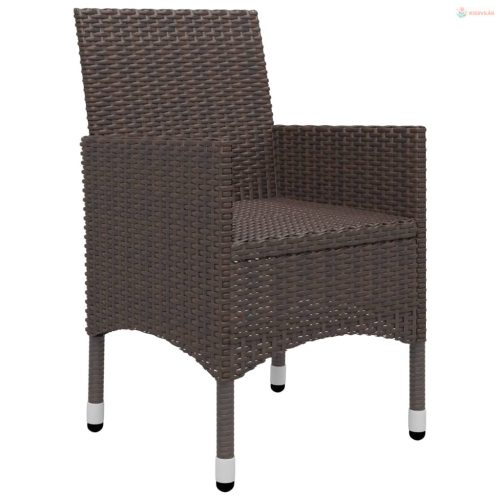 5 részes barna polyrattan és üveg kerti étkezőgarnitúra