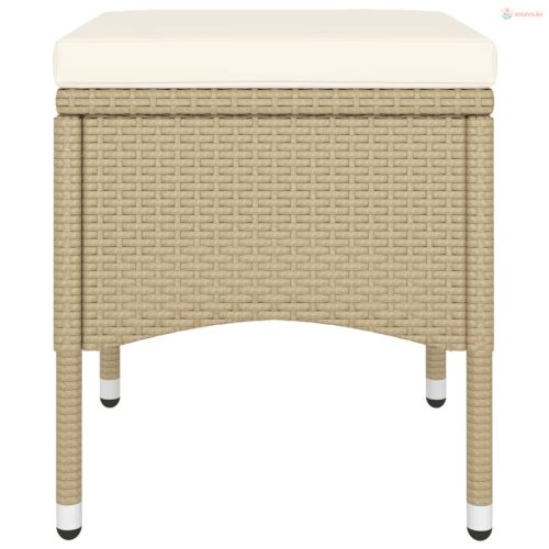 5 részes bézs polyrattan és edzett üveg kerti bisztrószett