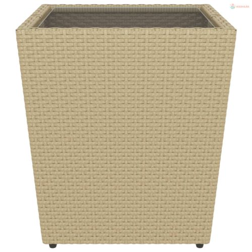 5 részes bézs polyrattan és edzett üveg kerti bisztrószett