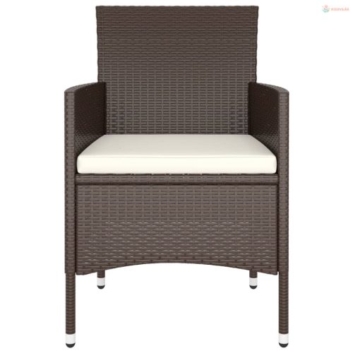 5 részes barna polyrattan és edzett üveg kerti bisztrószett