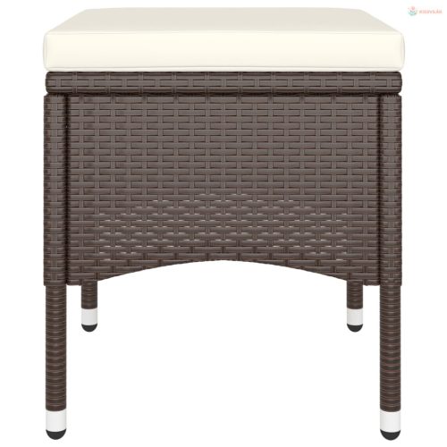 5 részes barna polyrattan és edzett üveg kerti bisztrószett