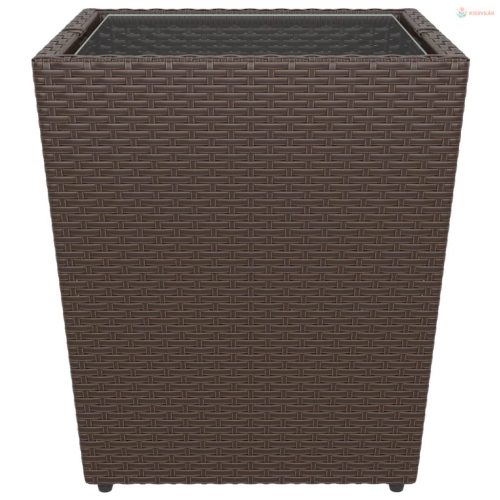 5 részes barna polyrattan és edzett üveg kerti bisztrószett