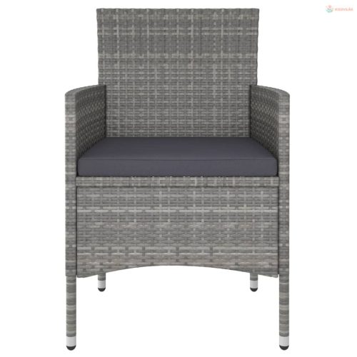 5 részes szürke polyrattan és tömör akácfa kerti bisztrószett