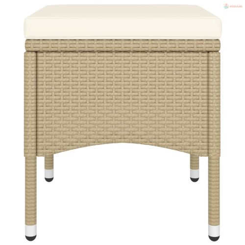 5 részes bézs polyrattan és edzett üveg kerti bisztrószett